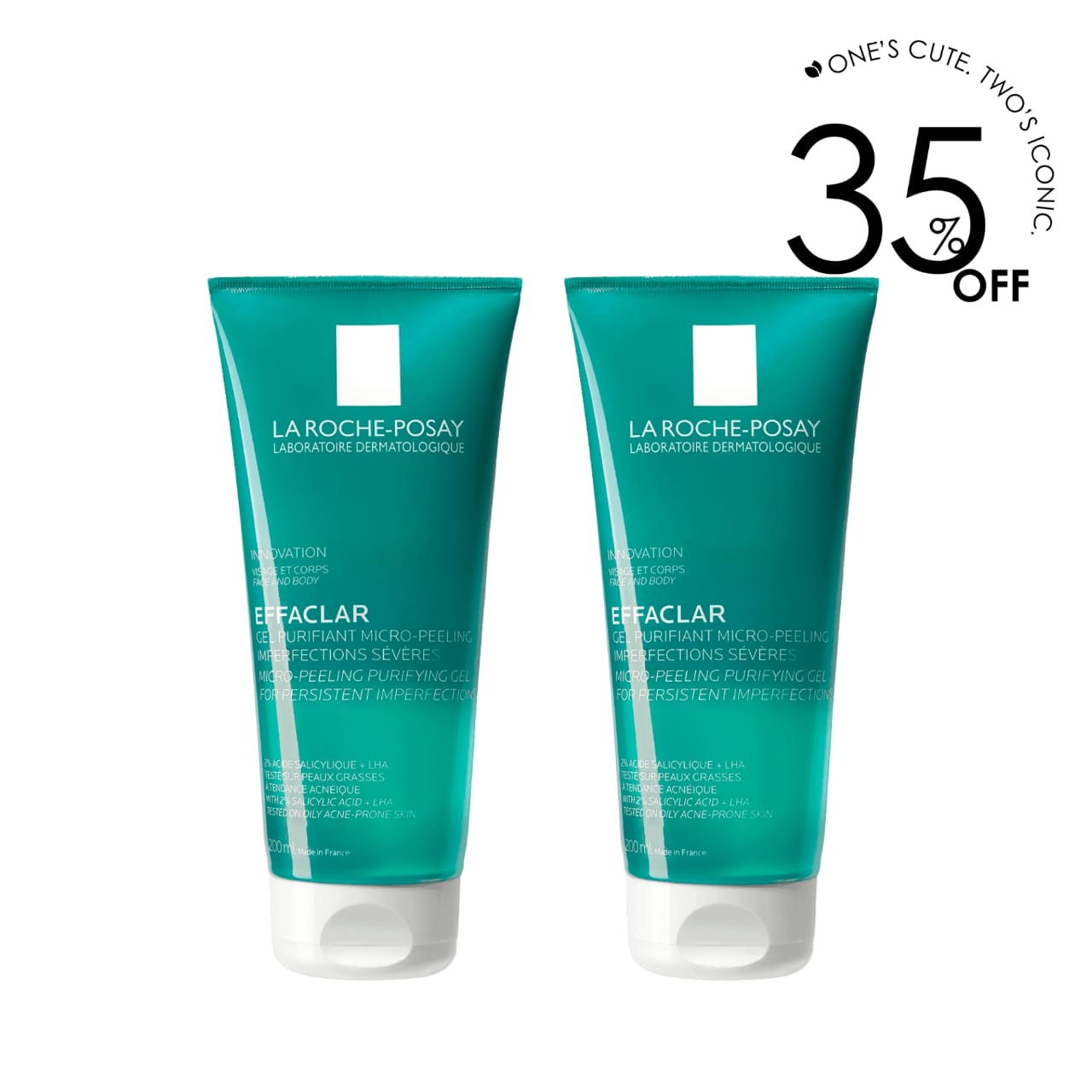 2 x Effaclar Micro-Peeling Purifying Cleansing Gel 200ML