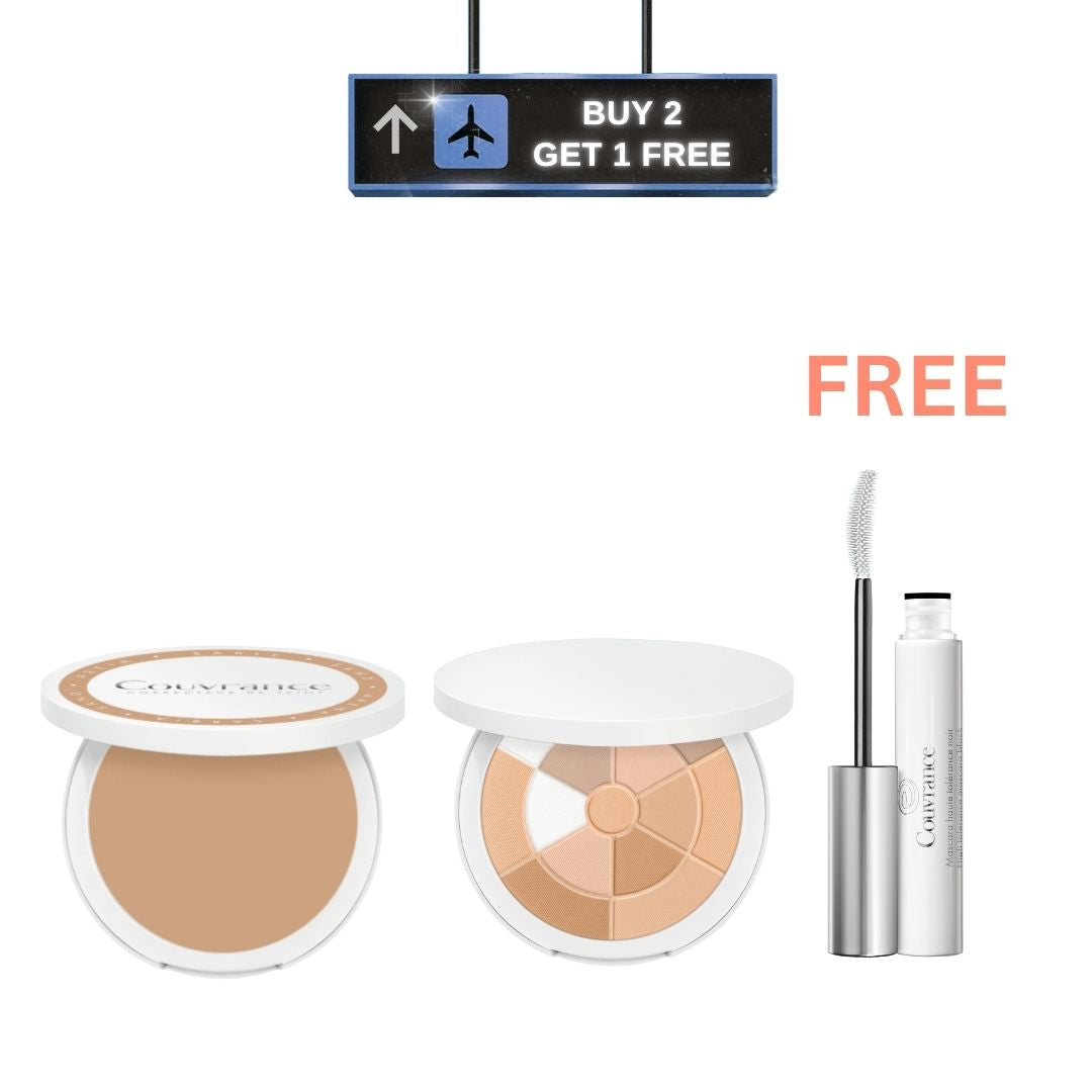 Couvrance Compact Foundation Cream + Couvrance Healthy Glow Mosaic Powder + Free Couvrance High Tolerance Mascara