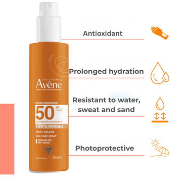 SPF 50+ Invisible Sun Spray 200mL + FREE Avène Thermal Spring Water | Buy 1 Get 1