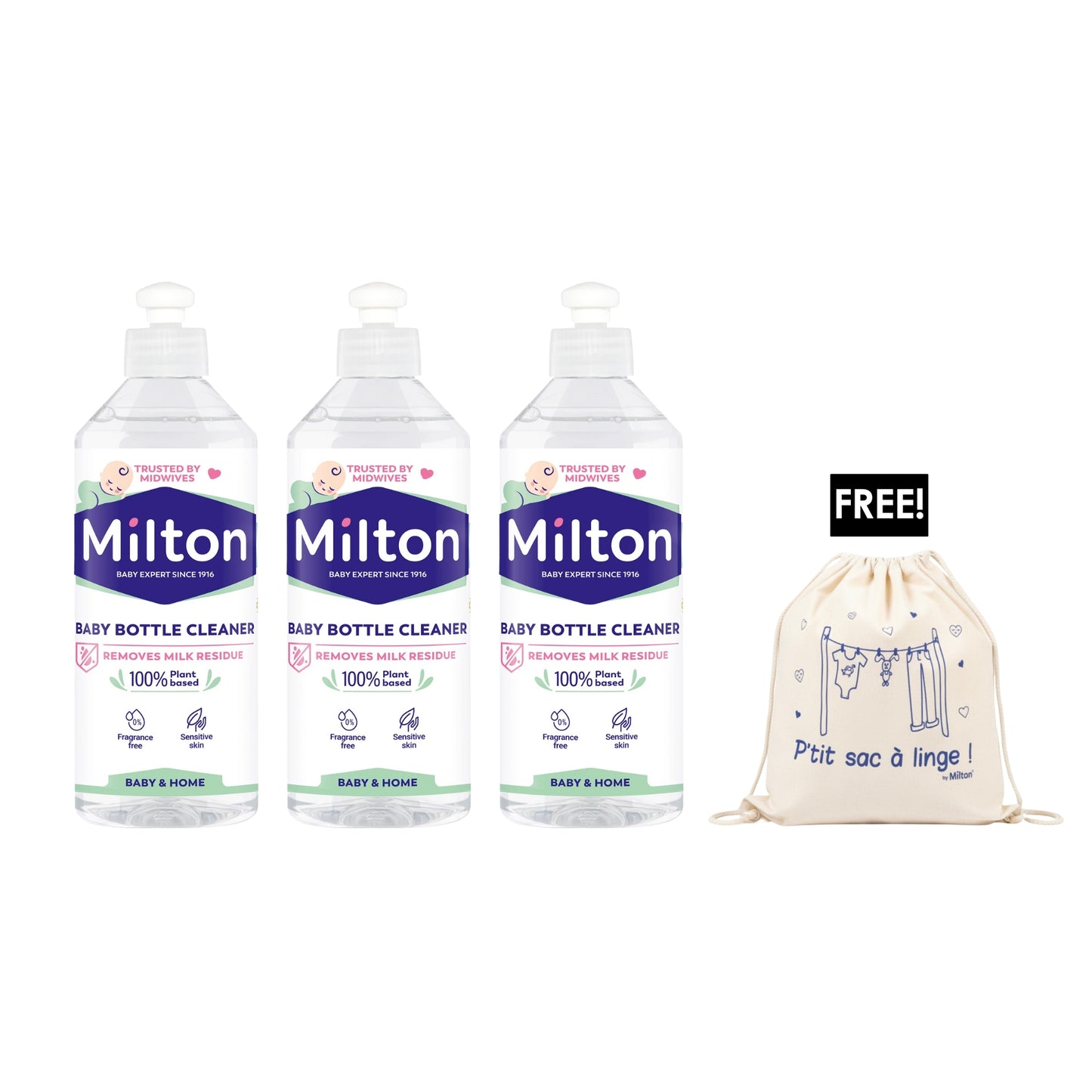 3 x Baby Bottle Cleaner + Free Bag