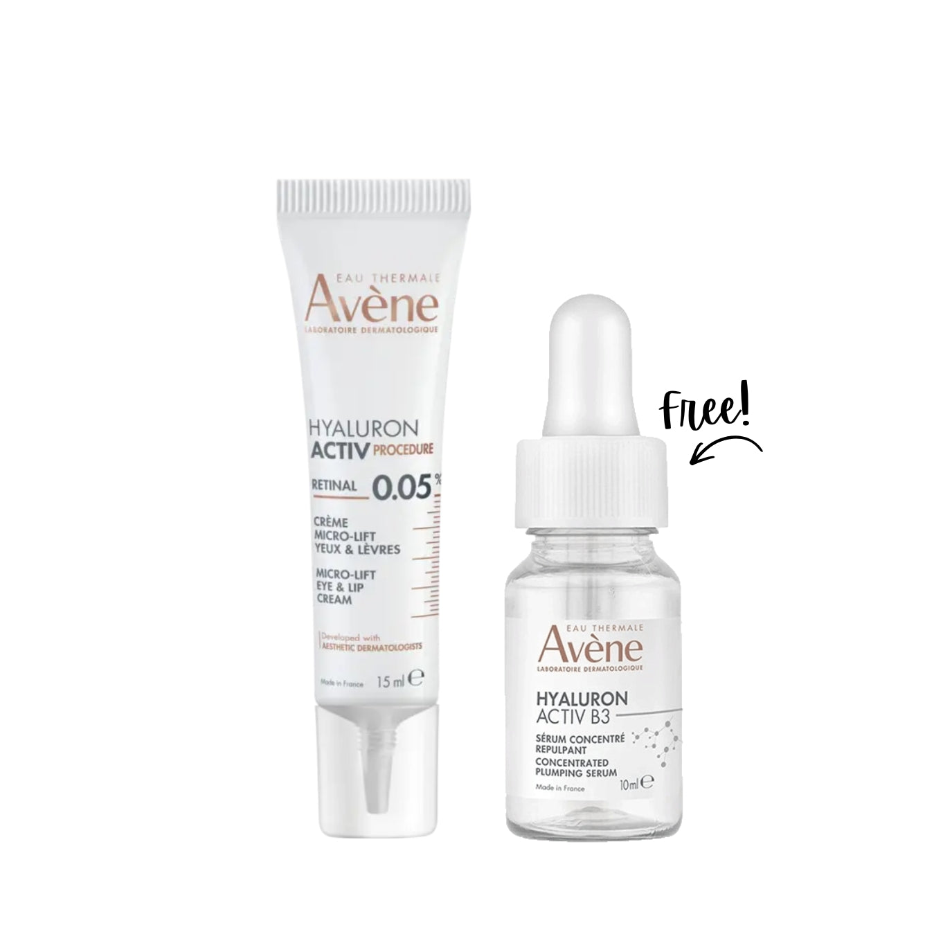 Hyaluron Activ Micro-Lift Eye & Lip Cream + B3 Plumping Serum Duo – Retinal Eye Care 15ml + Free Concentrated Plumping Serum 10ml