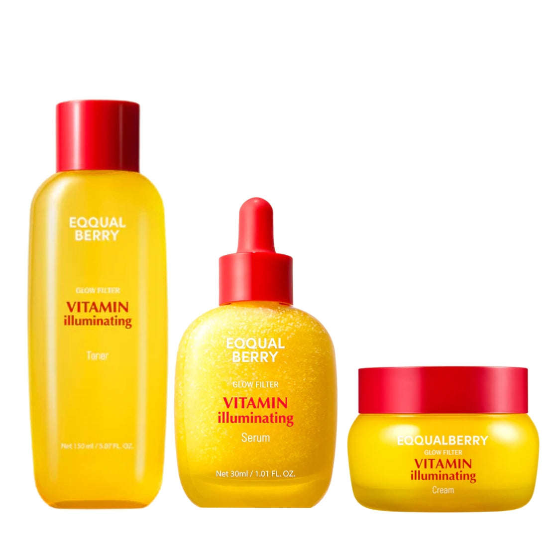Eqqual Berry Vitamin Illuminating Serum 30ML + Glow Filter Vitamin Illuminating Toner 150ML + Cream 50ML