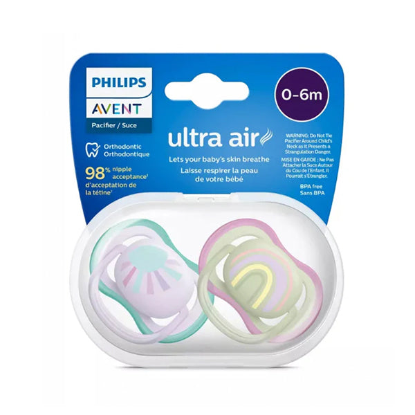 2 Ultra Air design Soothers RAINBOW 0-6m - Girl
