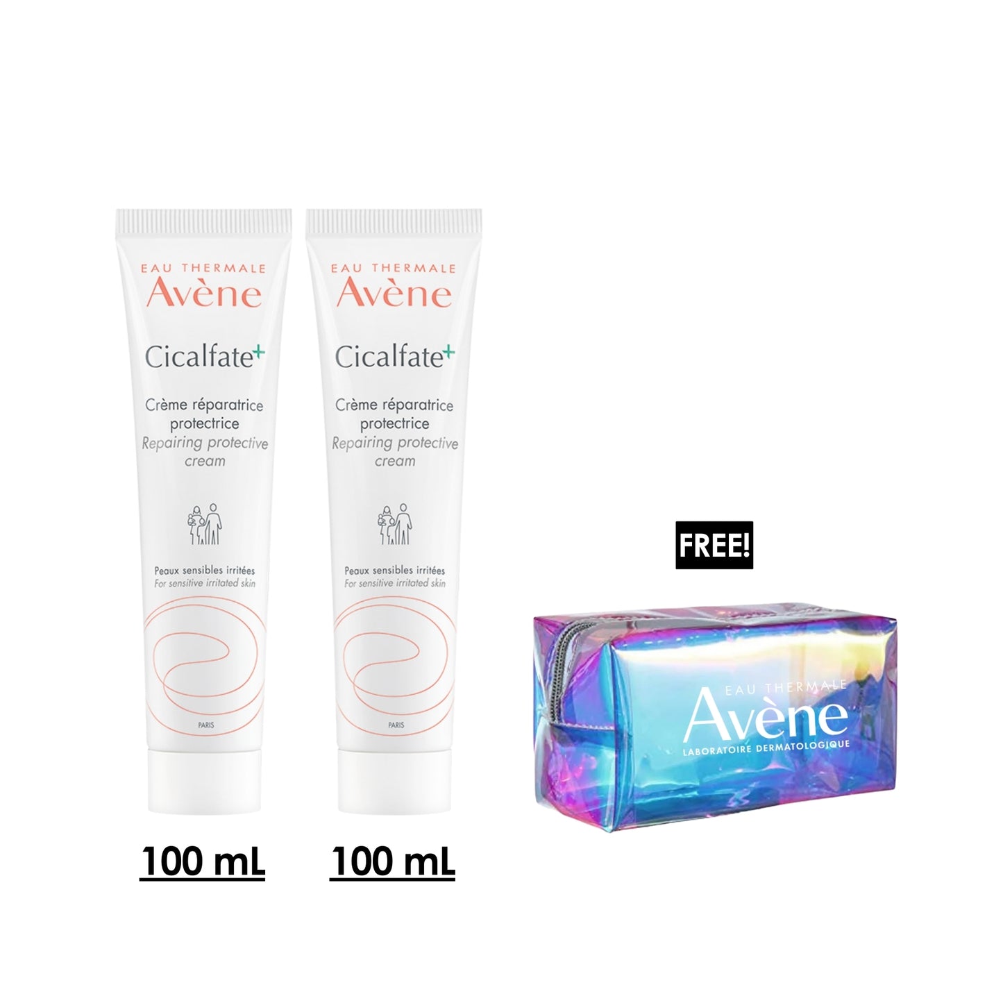 2x Cicalfate+ Repair Cream 100 ML + Free Pouch