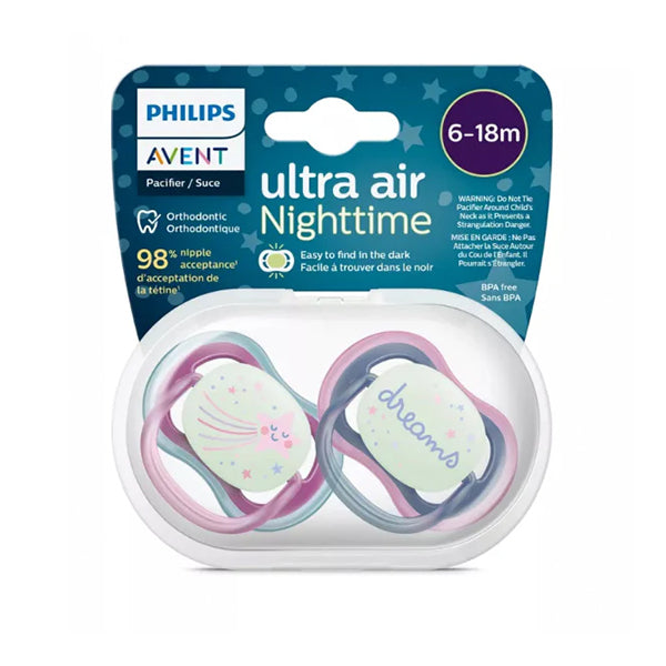2 Ultra Air Night Soothers 6-18m - Girl