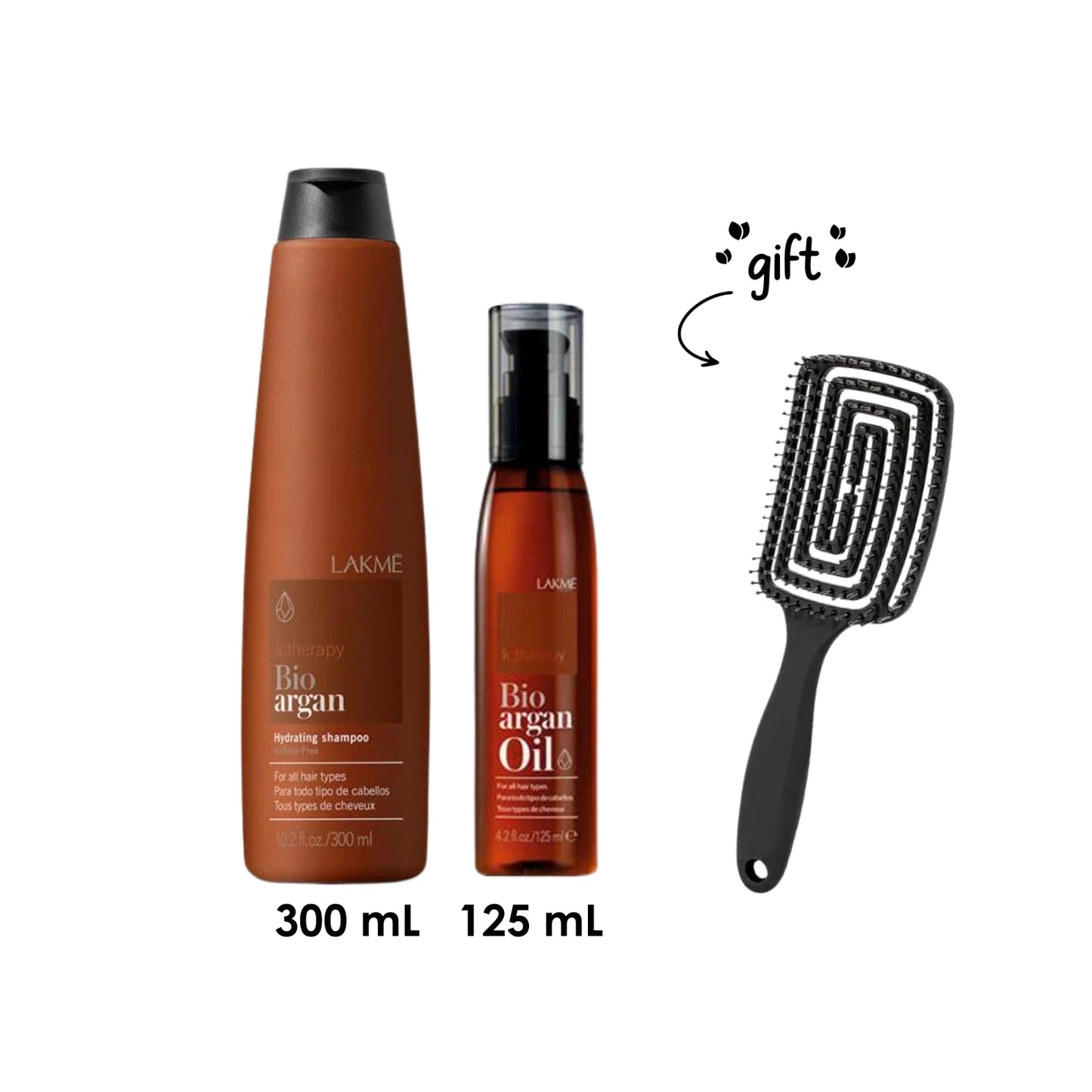 K.Therapy Bio Argan Oil 125 ML + K. Therapy Bio Argan Hydrating Shampoo + Free Hairbrush