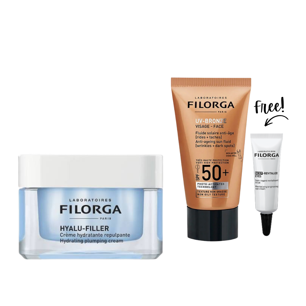 Buy Filorga Hyalu-Filler Hydrating Plumping Cream 50 ML & Get Free Gift UV Bronze Face SPF50+ + Gift - NCEF-Revitalize Eyes 3mL