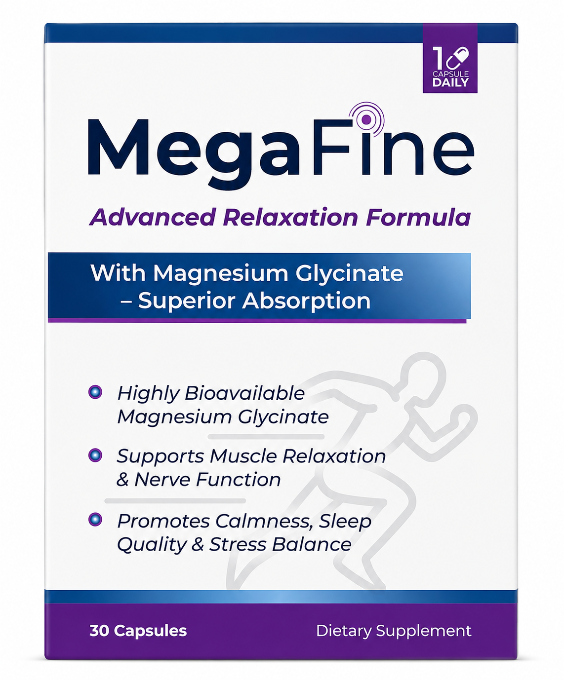 MegaFine Advanced Relaxation Formula Magnesium Glycinate – 30 Capsules