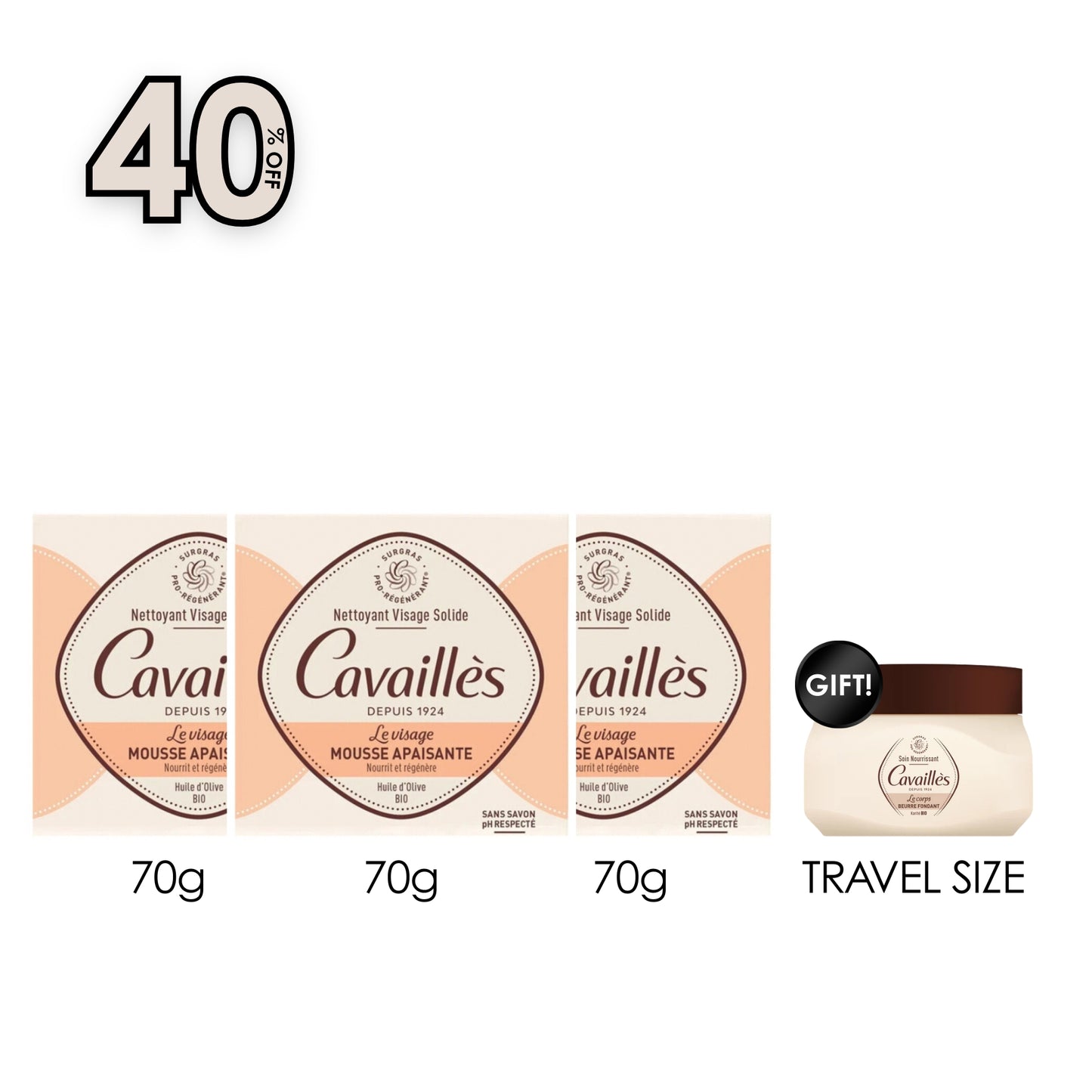 3 x Solid Face Wash - Soothing Foam +Free The Body Nourishing Melting Butter