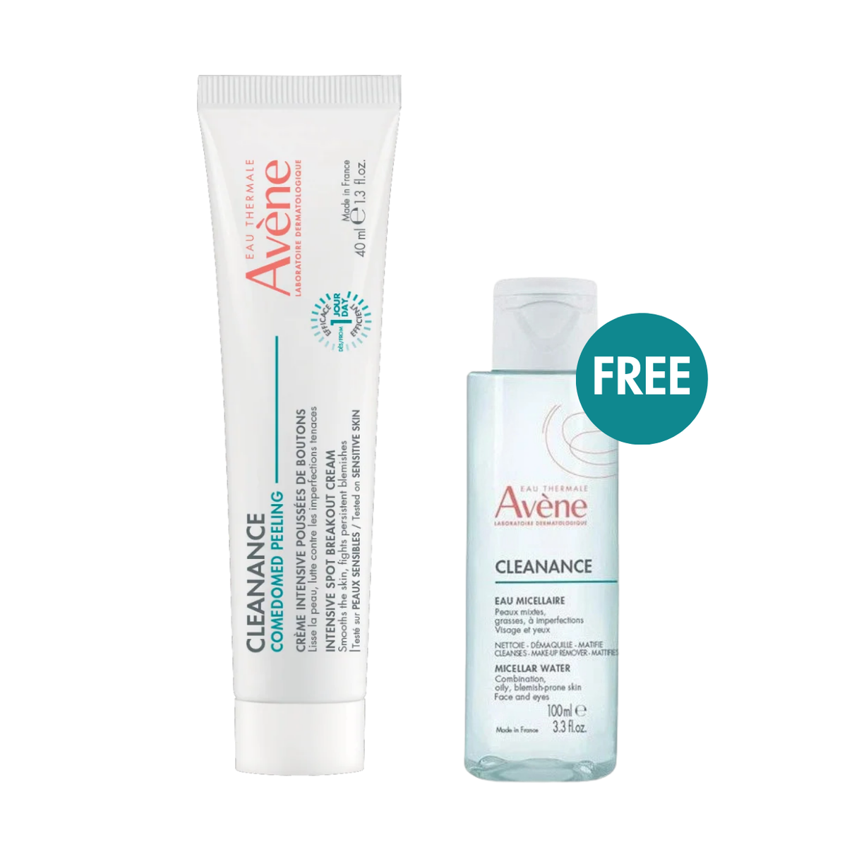 Avène Cleanance Comedomed Peeling Intensive Spot Breakout Cream 40ml + FREE Cleanance Micellar Water 100ml