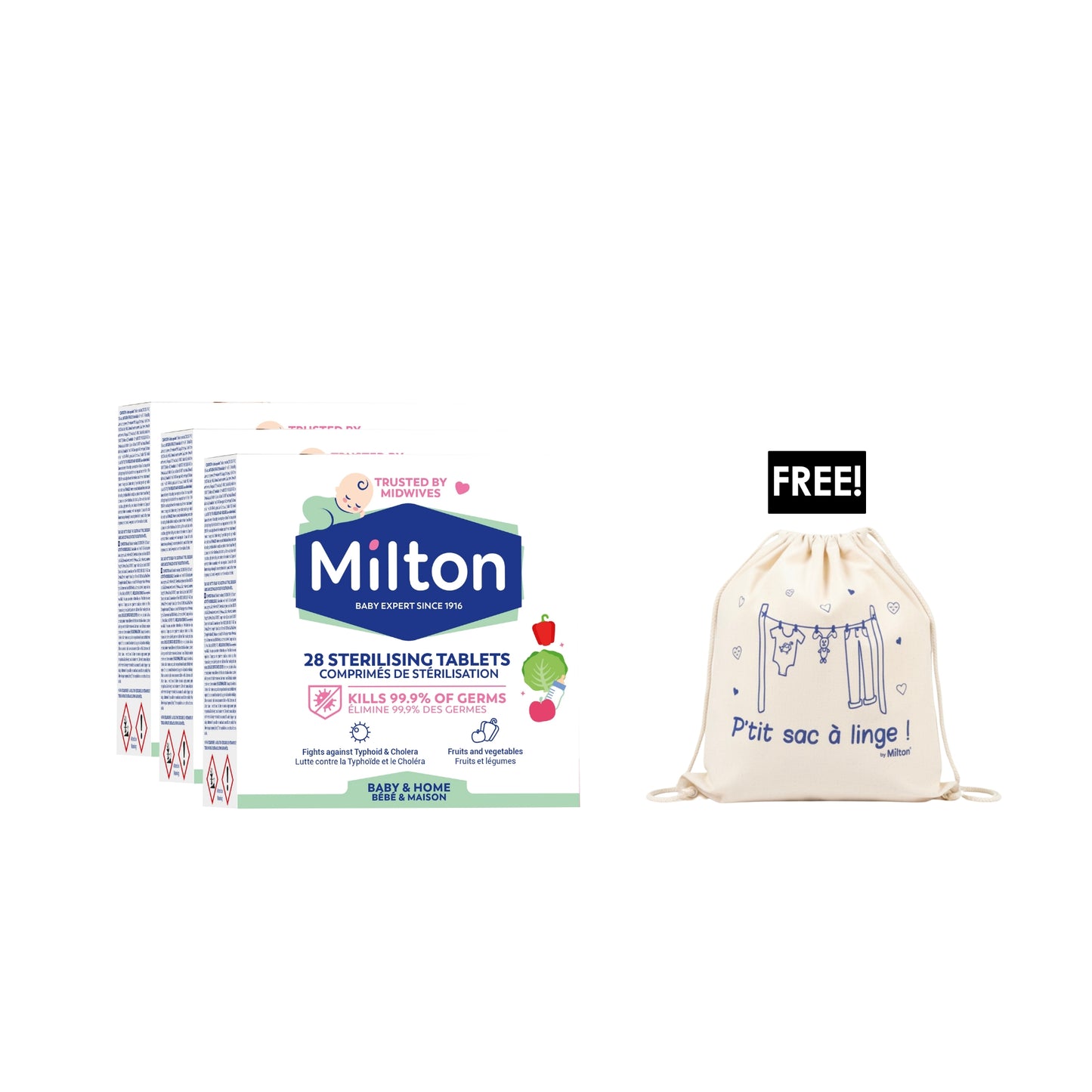 3 x Sterilizing Tablets X28 + Free Bag