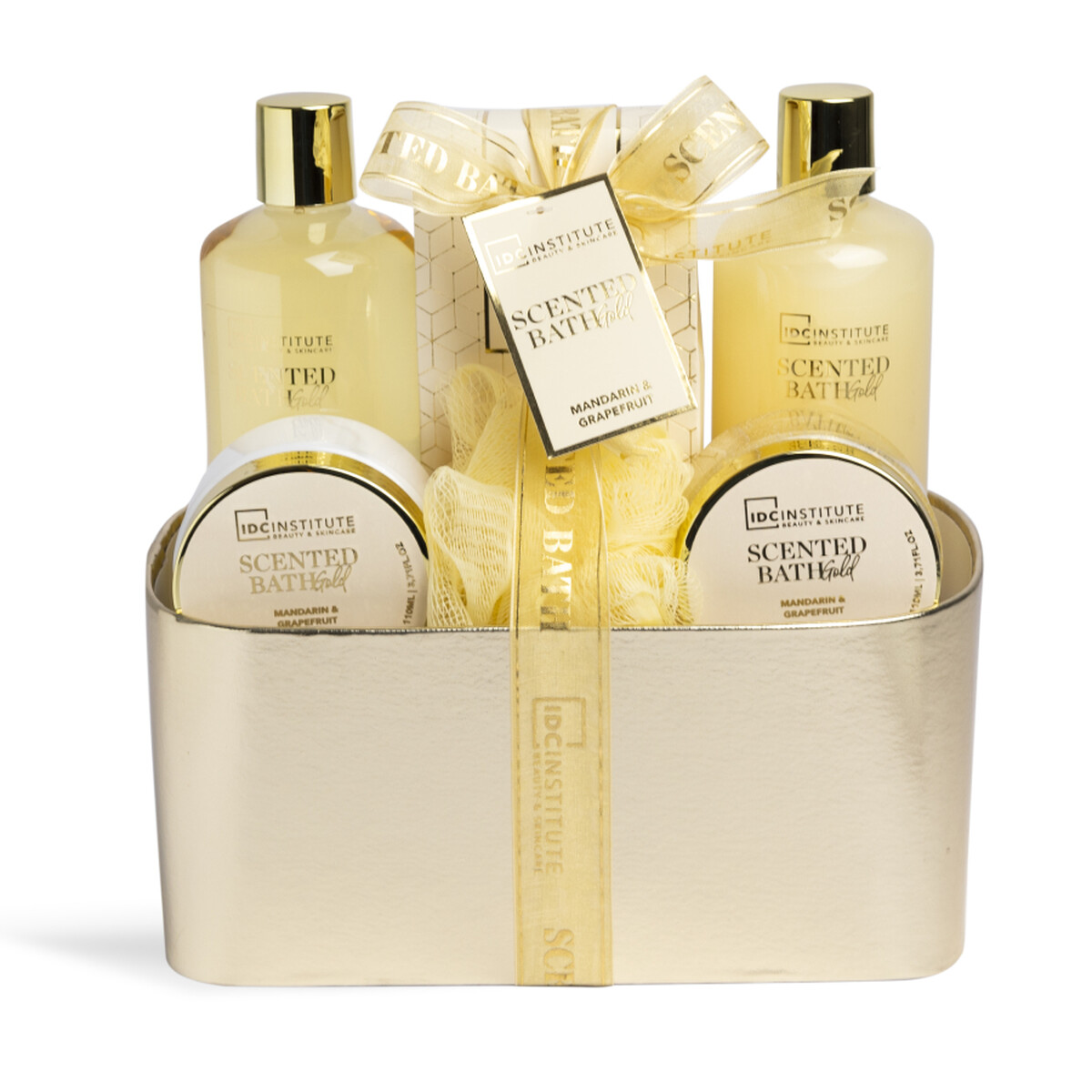 Scented Bath Gold Tin Care Basket