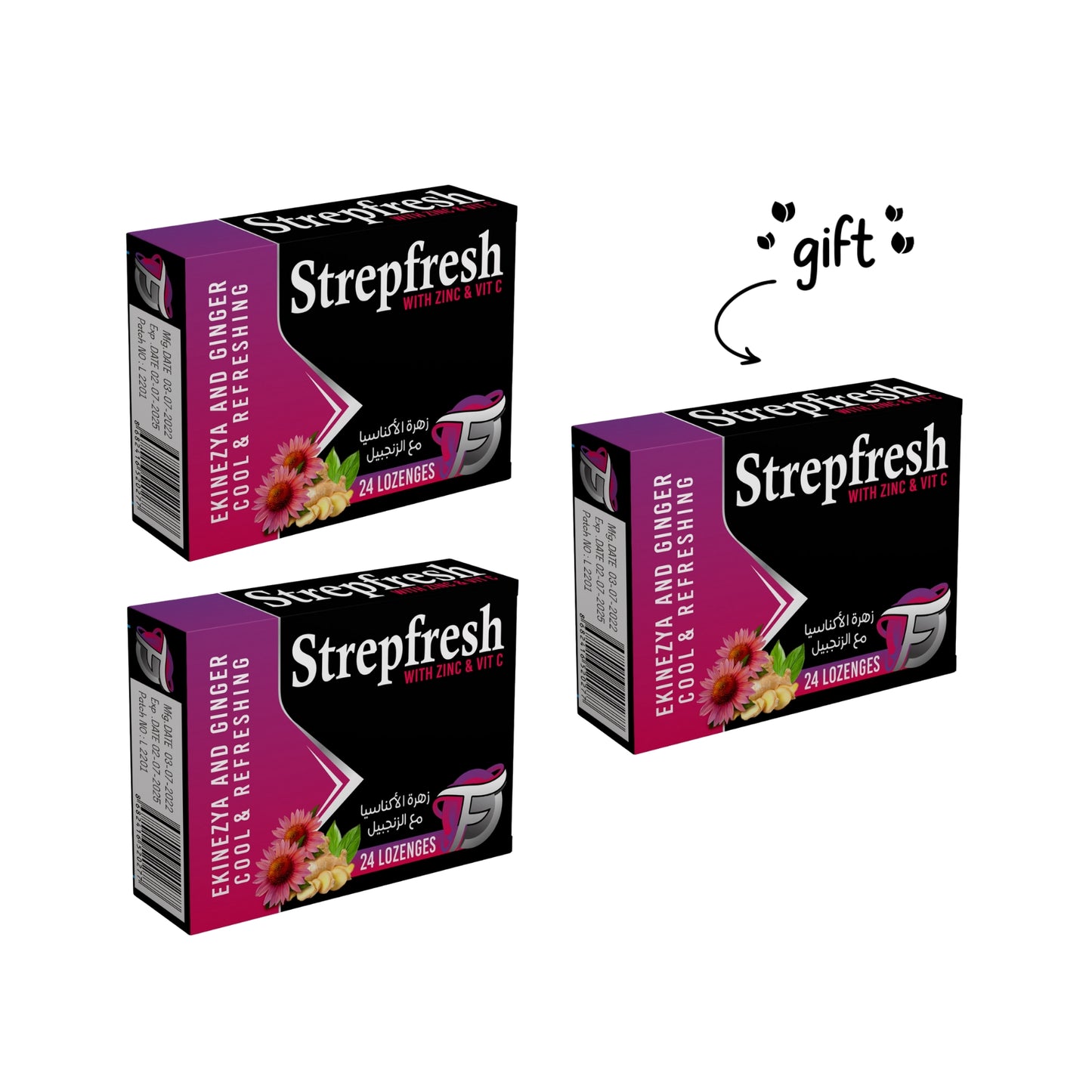 3 x Strepfresh 24 Lozenges - Ekinezya And Ginger Exp: 11-2025