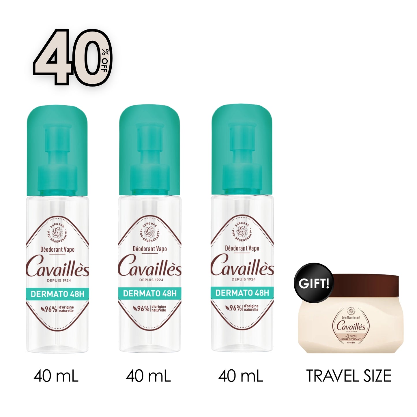 3x Déodorant Solide Dermato 48h +Free The Body Nourishing Melting Butter