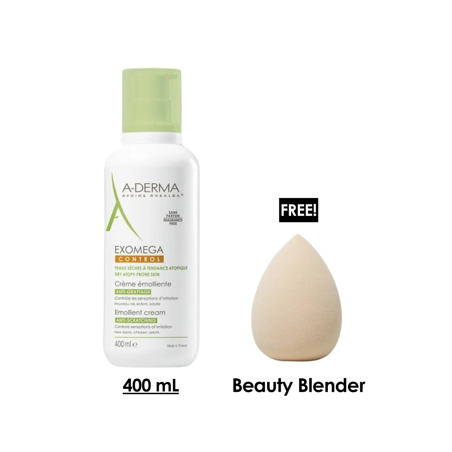 Exomega Control Emollient Cream 400 ML + Free Beauty Blender