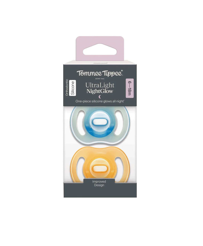 Tommee Tippee Ultra Light Night Glow Pacifier 6-18 M X2 BOY