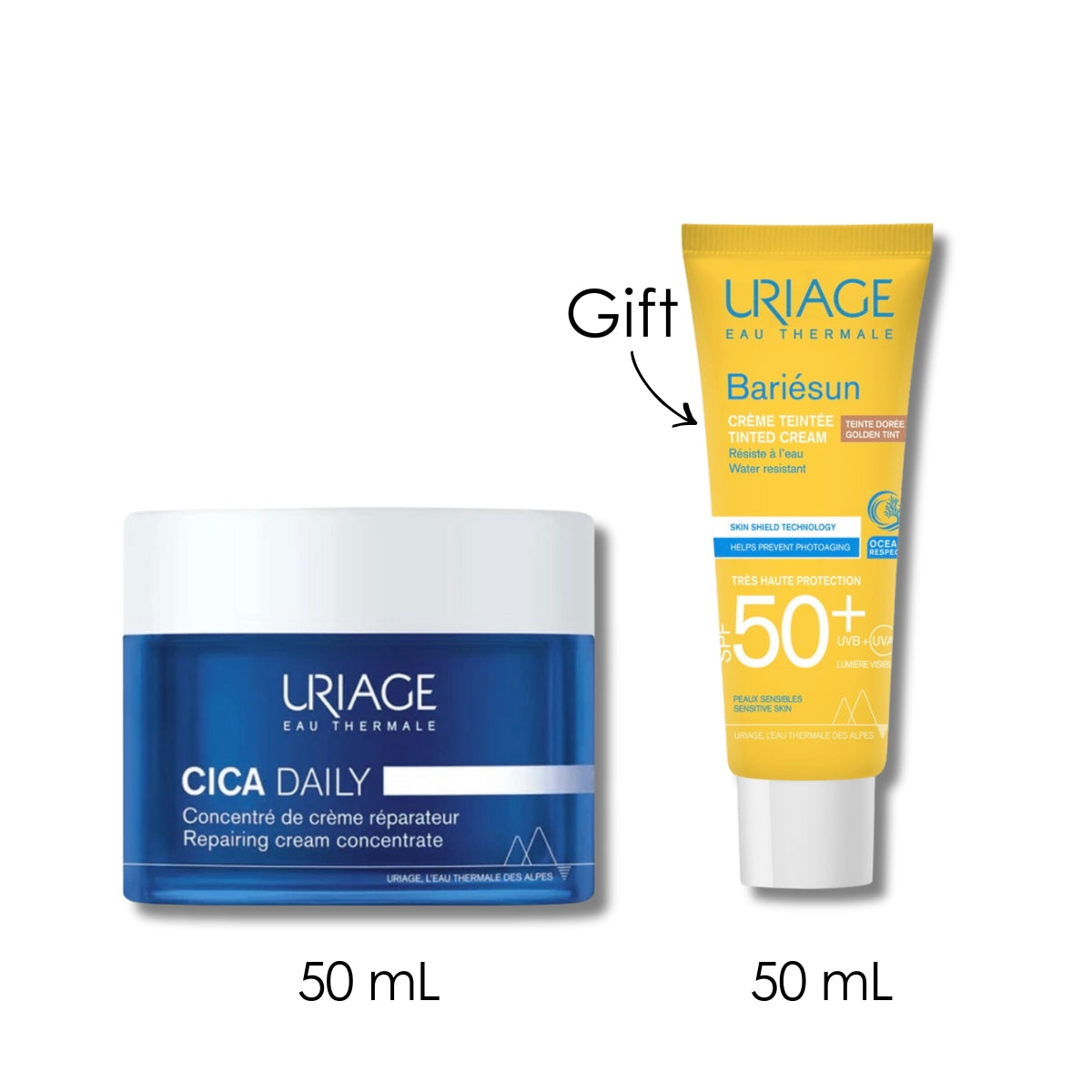 Cica Daily Repairing Cream Concentrate + Free Bariésun Tinted Golden Cream