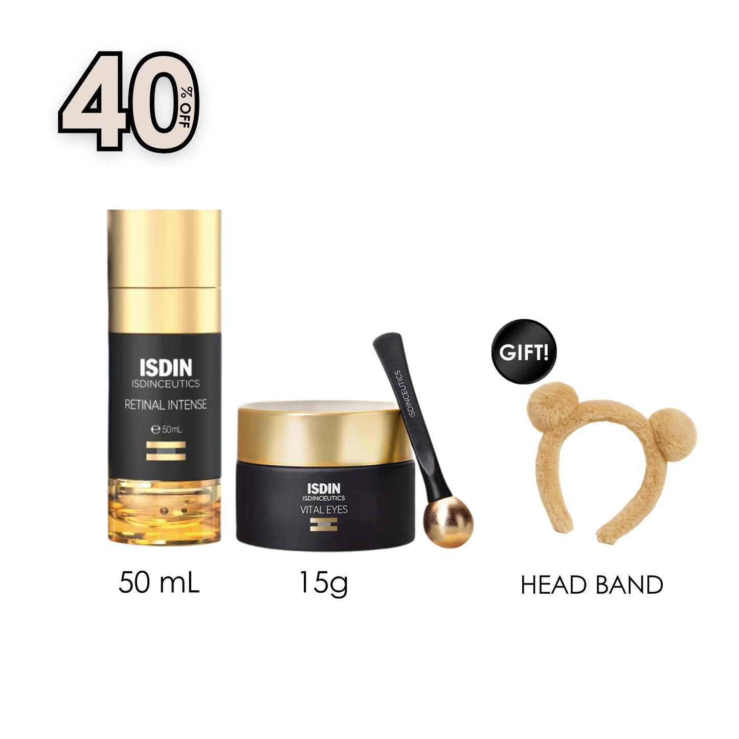 Isdinceutics Retinal Intense 50 ML + Vital Eyes Eye Cream 15 G + Free Gift Cozy Bear Headband