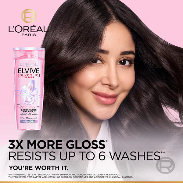 Elvive Glycolic Gloss Extra Gloss Shampoo For Dull Porous Hair Powered by 3% Glycolic Acid