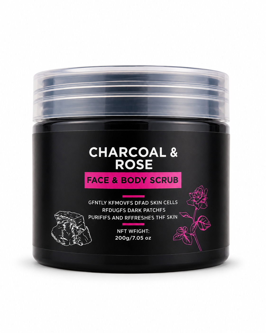Khan Al Saboun Charcoal & Rose Face & Body Scrub – 200g