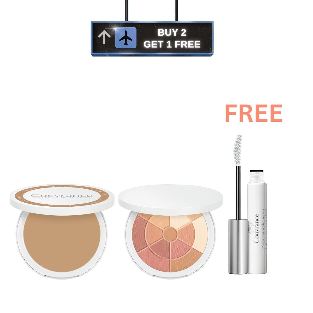 Couvrance Compact Foundation Cream + Couvrance Healthy Glow Mosaic Powder + Free Couvrance High Tolerance Mascara