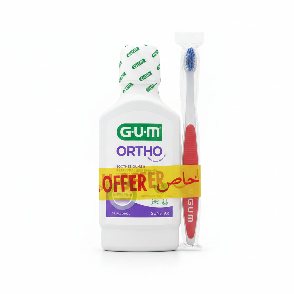 GUM Ortho Mouthrinse 300 ML + Toothbrush