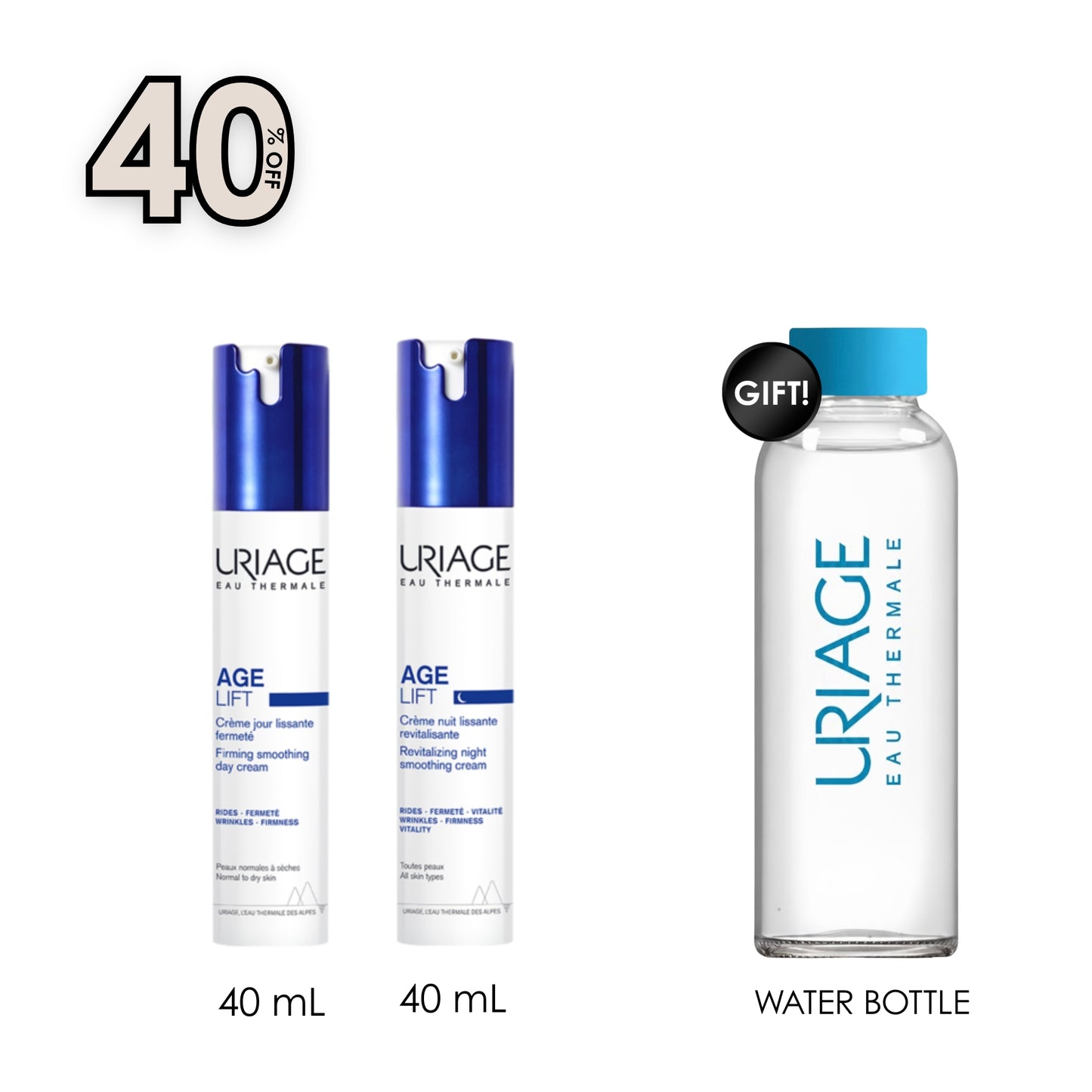 Age Lift Firming Smoothing Day Cream + Age Lift Revitalizing Night Smoothing Cream + Free Stay Hydrated with this Chic Water Bottle