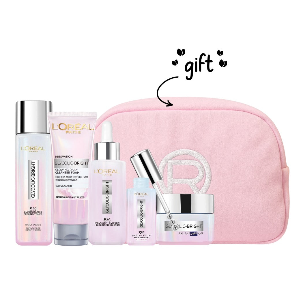 Glycolic Bright Serum + Night Cream + Wash + Toner + FREE Melasyl Pouch