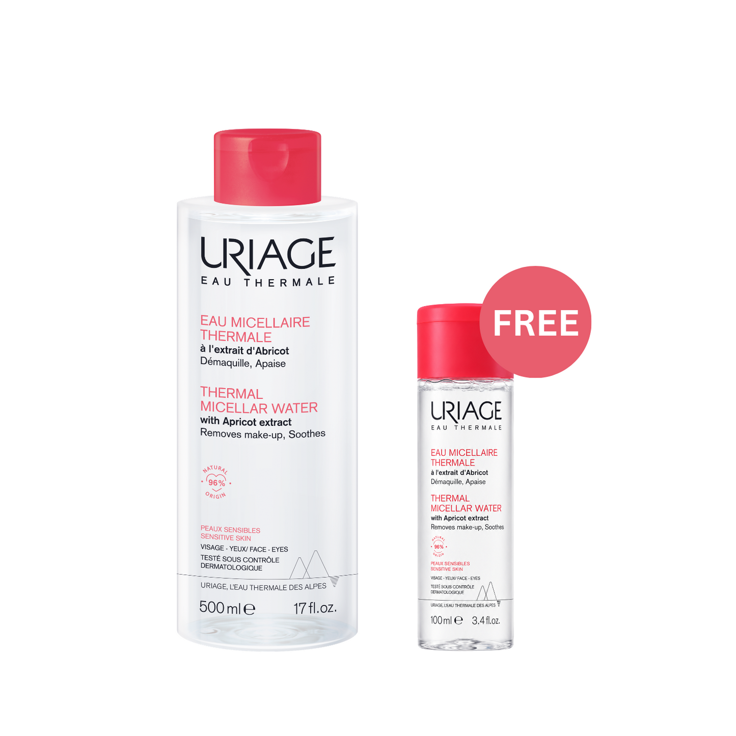 Buy Uriage Thermal Micellar Water with Apricot Extract 500 ML & Get Free Gift - URIAGE THERMAL MICELLAR FOR SENSITIVE SKIN SKIN 100 ML