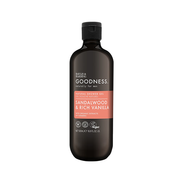Goodness Mens Sandalwood & Rich Vanilla Shower Gel, 500 ML