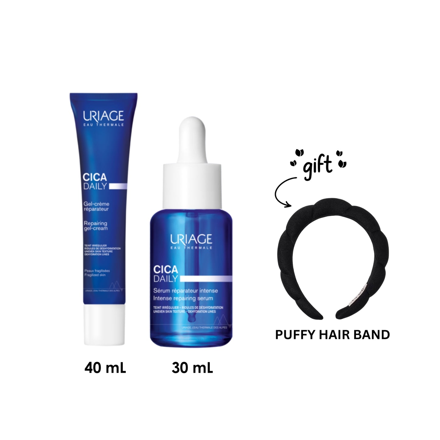 Cica Daily Repairing Gel-Cream - Fragilized Skin + Cica Daily Intense Repairing Serum + FREE Headband
