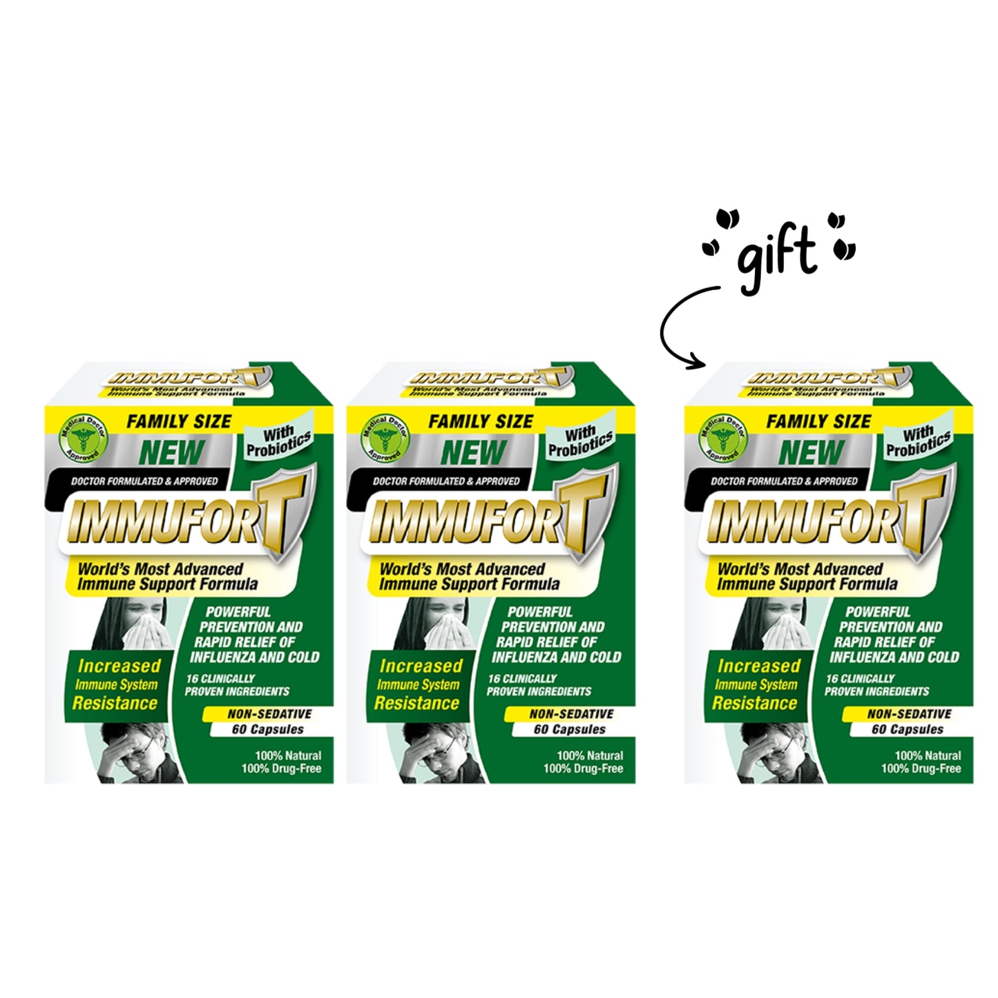 3 x Immufort 60 Capsules