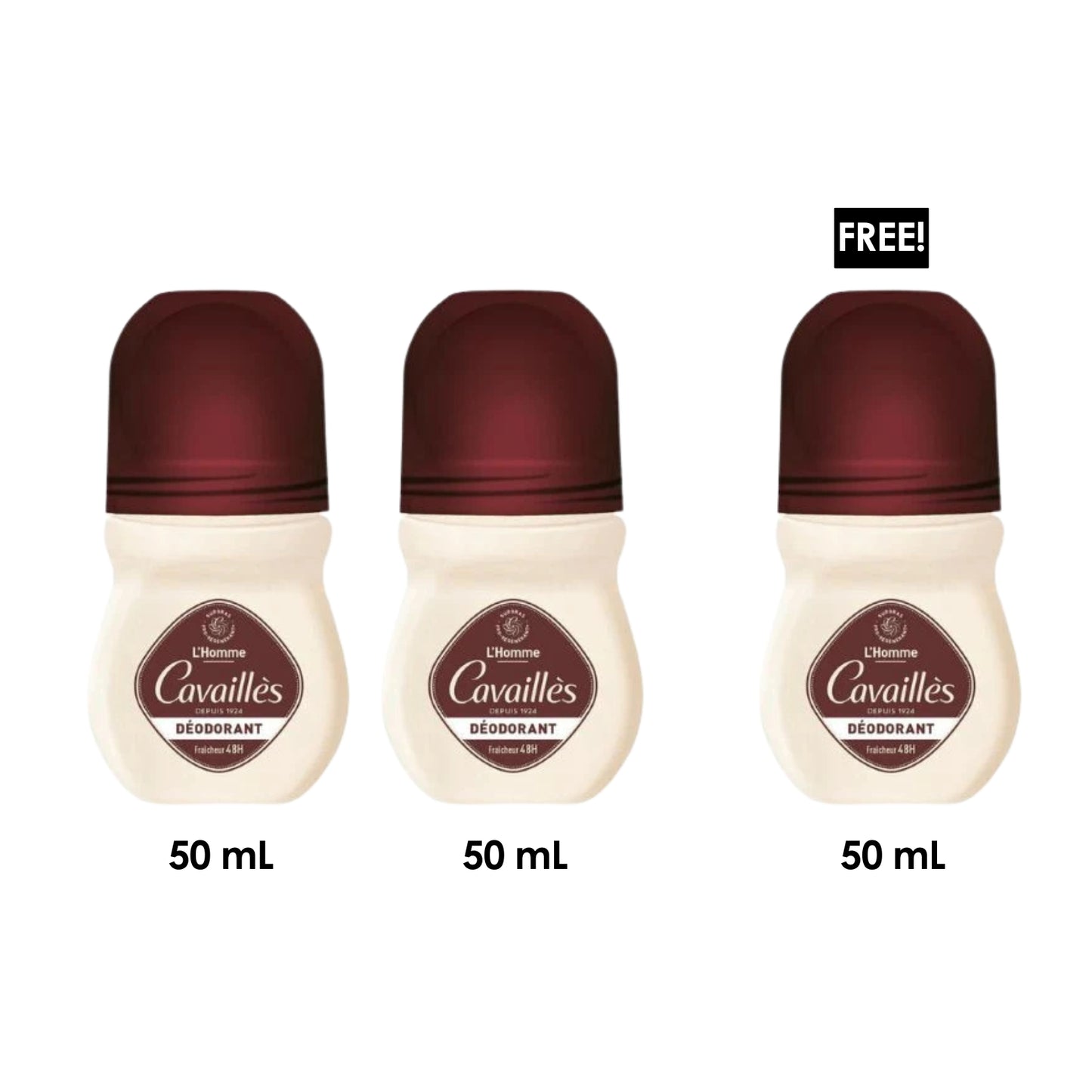 3 x L’Homme Deodorant 48h Freshness Roll-On