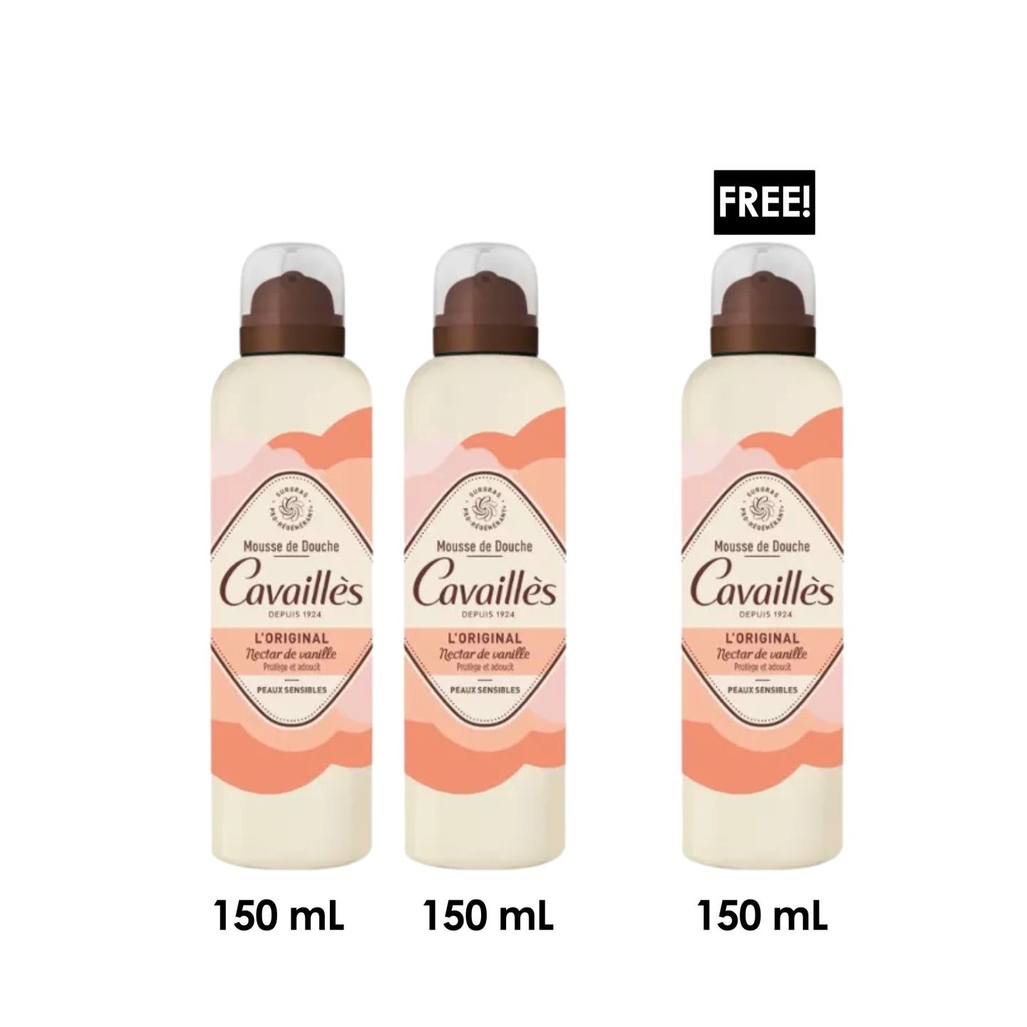 3 x Original Shower Foam With Vanilla Notes - Sensitive Skin