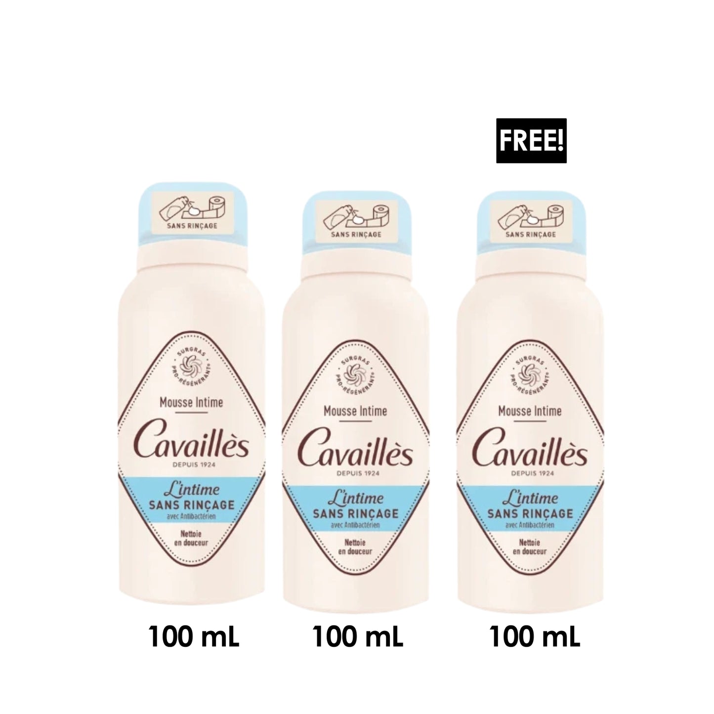 3 x Leave-On Antibacterial Intimate Foam