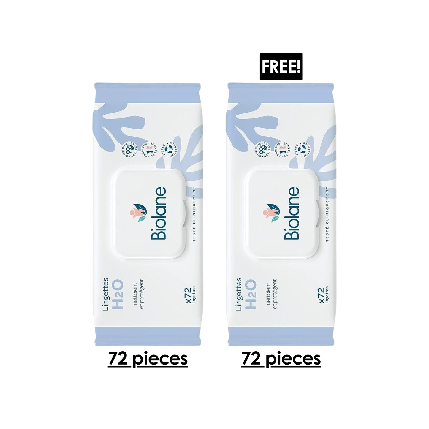 2 x Bio H2O Wipes 72 PCS