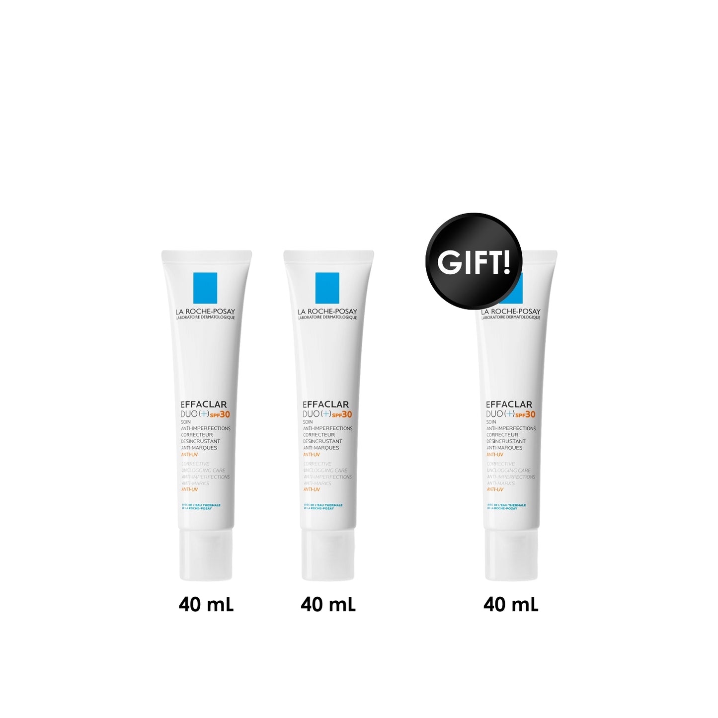 3 x Effaclar Duo+ SPF30 Acne Treatment Cream for Oily and Acne Prone Skin