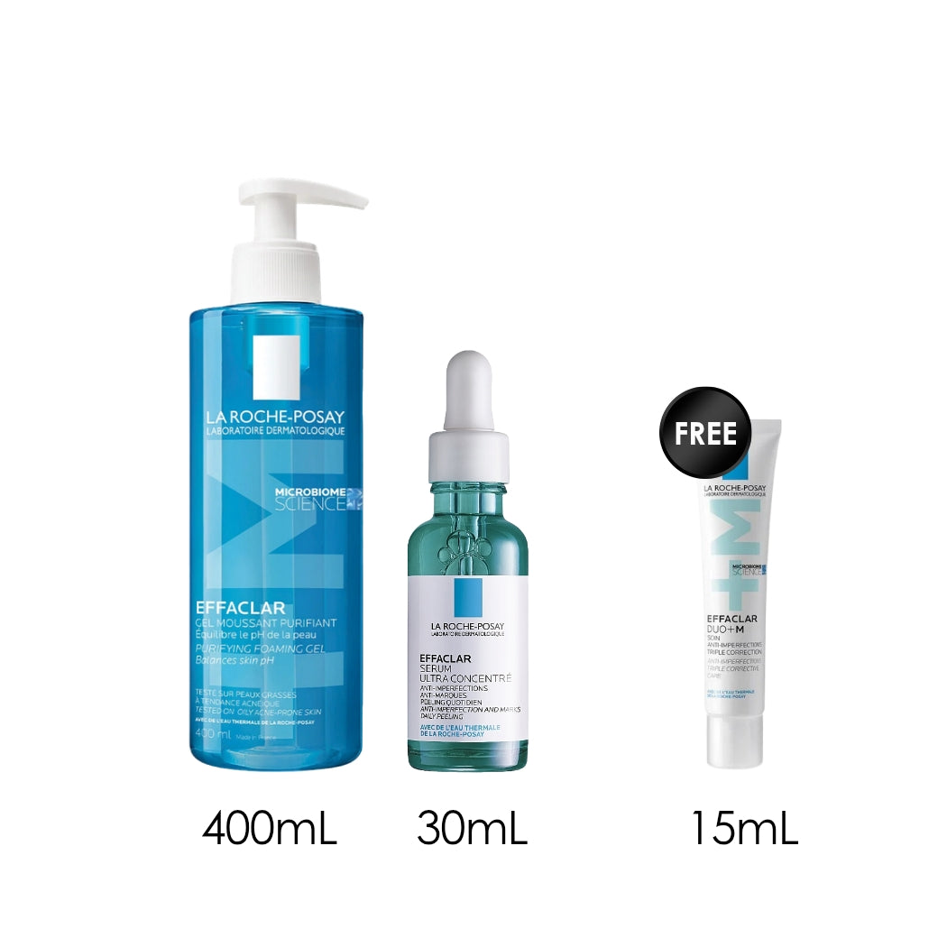 Effaclar Purifying Foaming Gel for Oily Sensitive Skin 400 ML + Effaclar Ultra Concentrated Serum + Free Effaclar Duo+ 15 ML