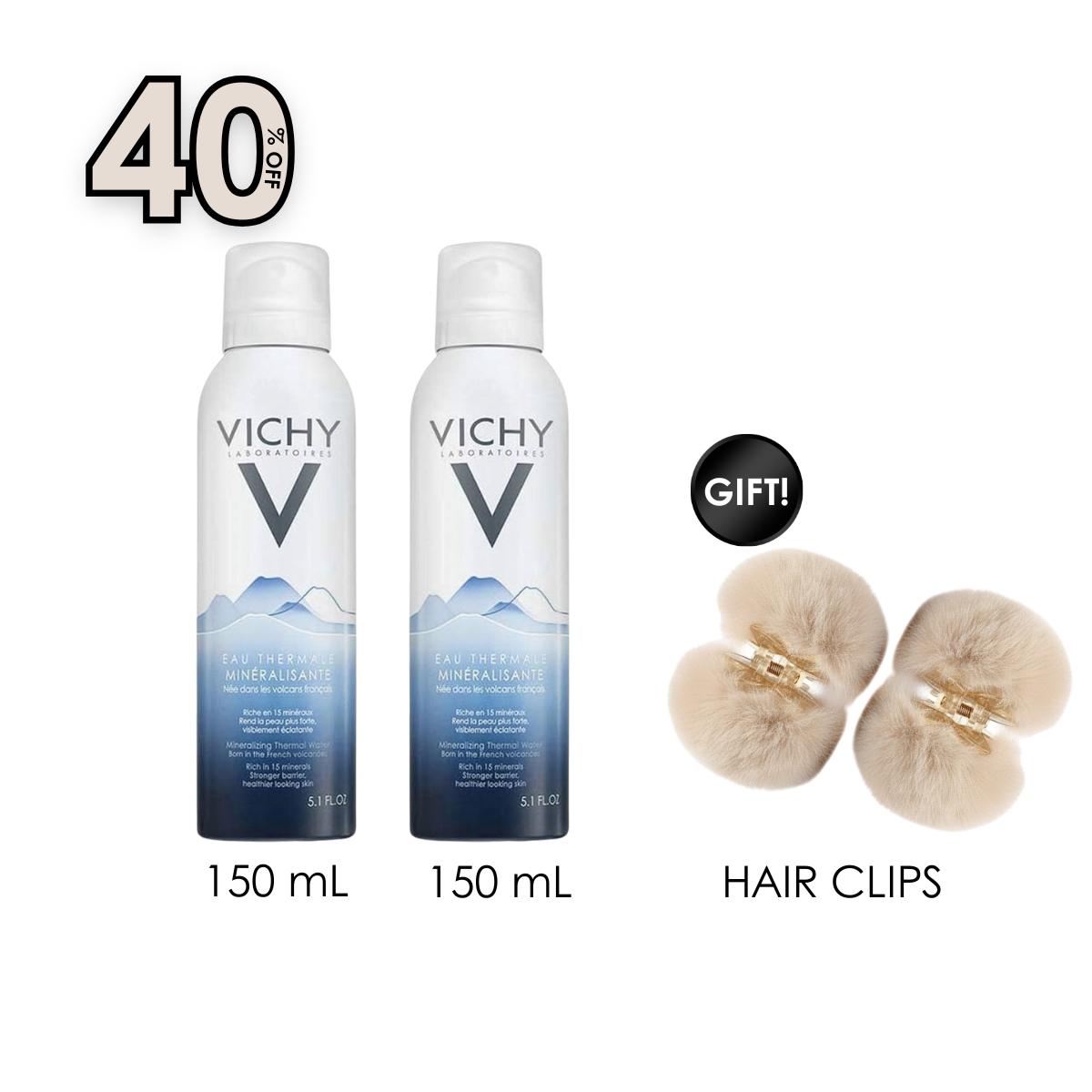 Mineralizing Thermal Water x2 + Free Gift Hair Clips