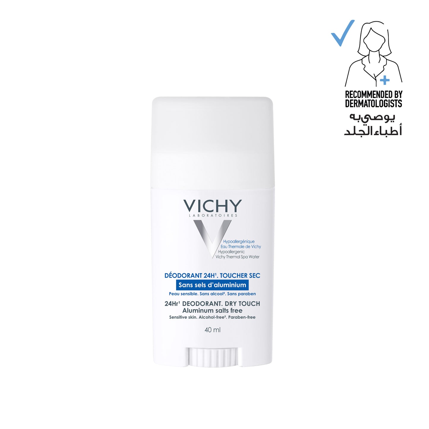 Vichy 24 Hour Deodorant Stick For Sensitive Skin Aluminium Free 40 ML