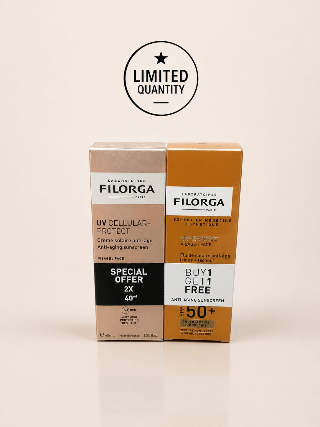 Filorga UV Cellular-Protect + UV-Bronze SPF50+ Duo | Buy 1 Get 1 Free