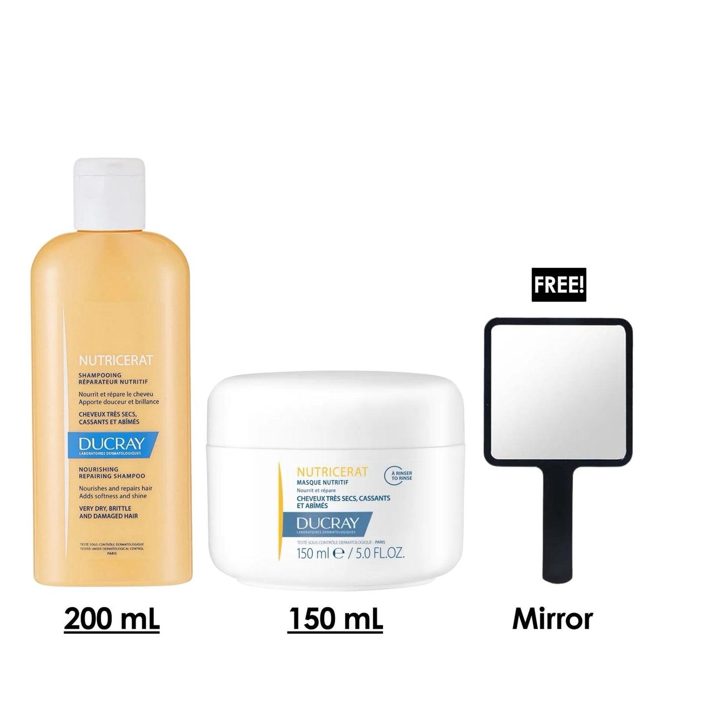 Nutricerat Nourishing Repairing Shampoo + Nutricerat Nutrition Mask + Free Hand-Held Mirror