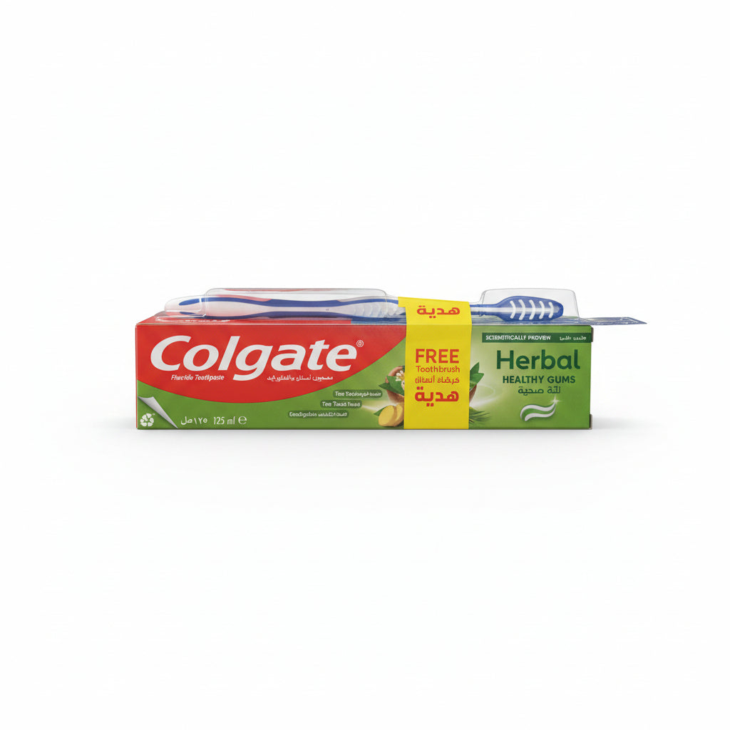 Colgate Herbal Toothpaste 125ml + Free Colgate Medium Toothbrush