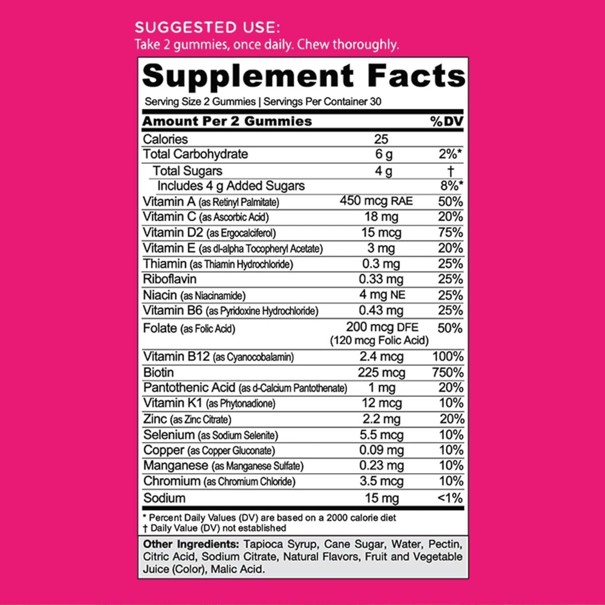 Goli Women's Complete Multi Gummies Supplement Facts
