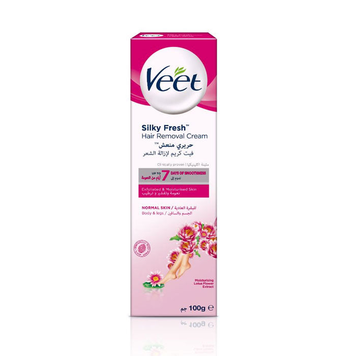 Silky Fresh Hair Removal Cream Normal Skin Body & Legs Lotus Flower Extract 100 G