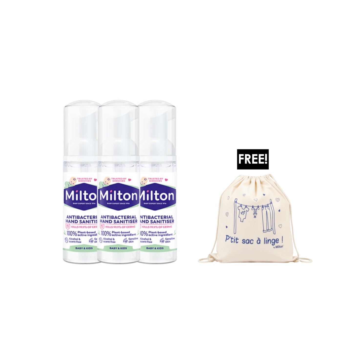 3 x Milton Hand Foam + Free Bag