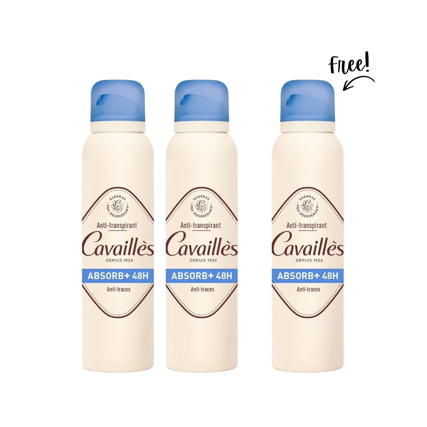 Buy 2 Deodorant Absorb+ 48H Action Deodorant 48H 150 ML & Get 1 Free