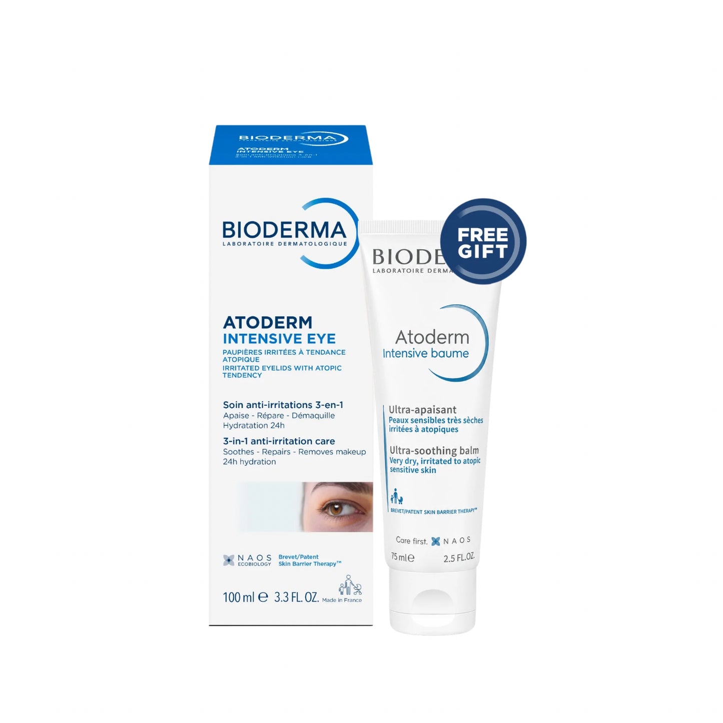 Buy Atoderm Intensive Eye 3-in-1 Anti-Irritations Care 100 ML & Get Free Gift - Atoderm Intensive Baume 75 ML