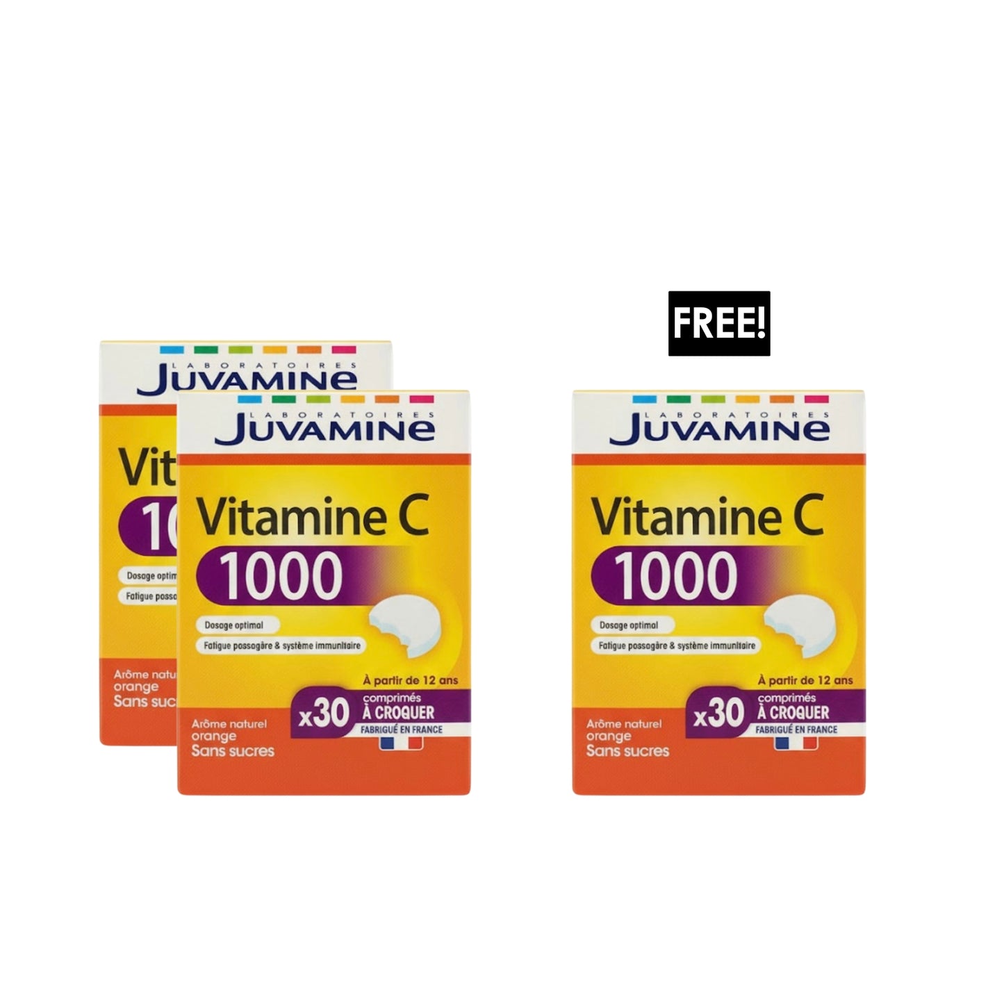 3 x 1000mg Chewable Vitamin C Tablets 30 Tablets