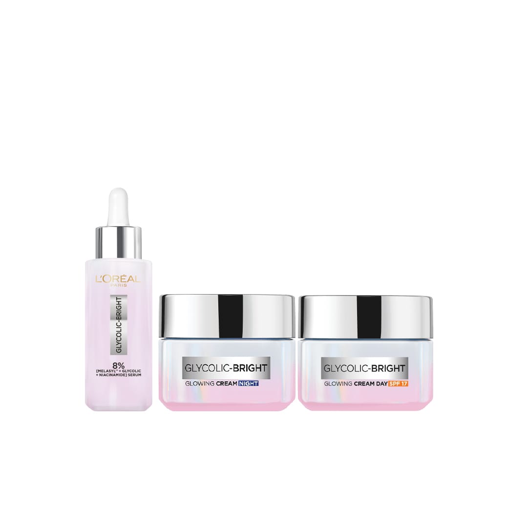 Glycolic Bright Serum + Day Cream + Night Cream